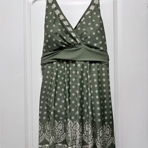BloomChic Olive Green and White Swim Dress